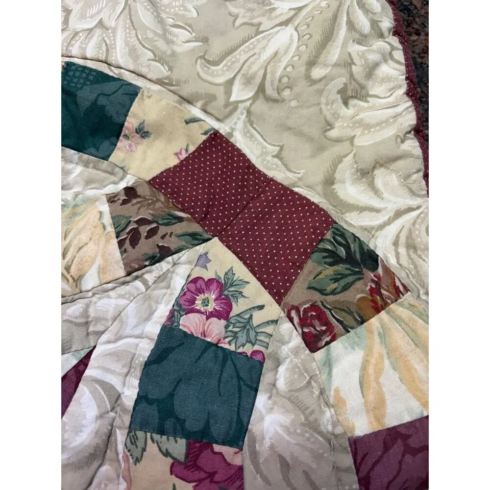 Vintage Handmade Quilted Double Ring Pattern Tote Bag 18